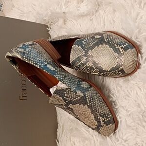 New Franco Sarto Carolina Snakeskin Patterned Vegan Leather Loafers Size 5.5